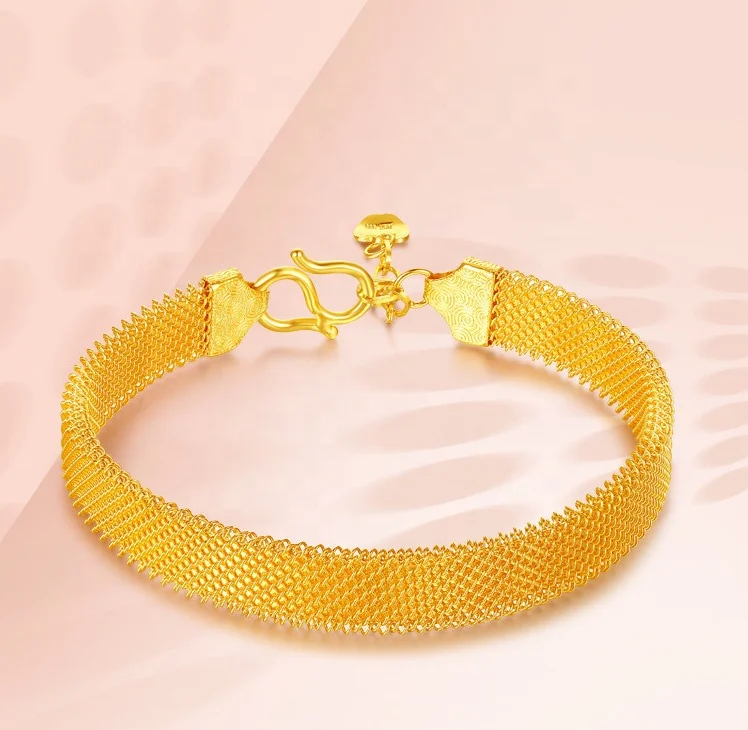 Xinfly Custom Luxury Pure 24K Real Yellow Gold Bracelets Women G9999 Solid Elastic Engagement Wedding Jewelry Bracelets Gift
