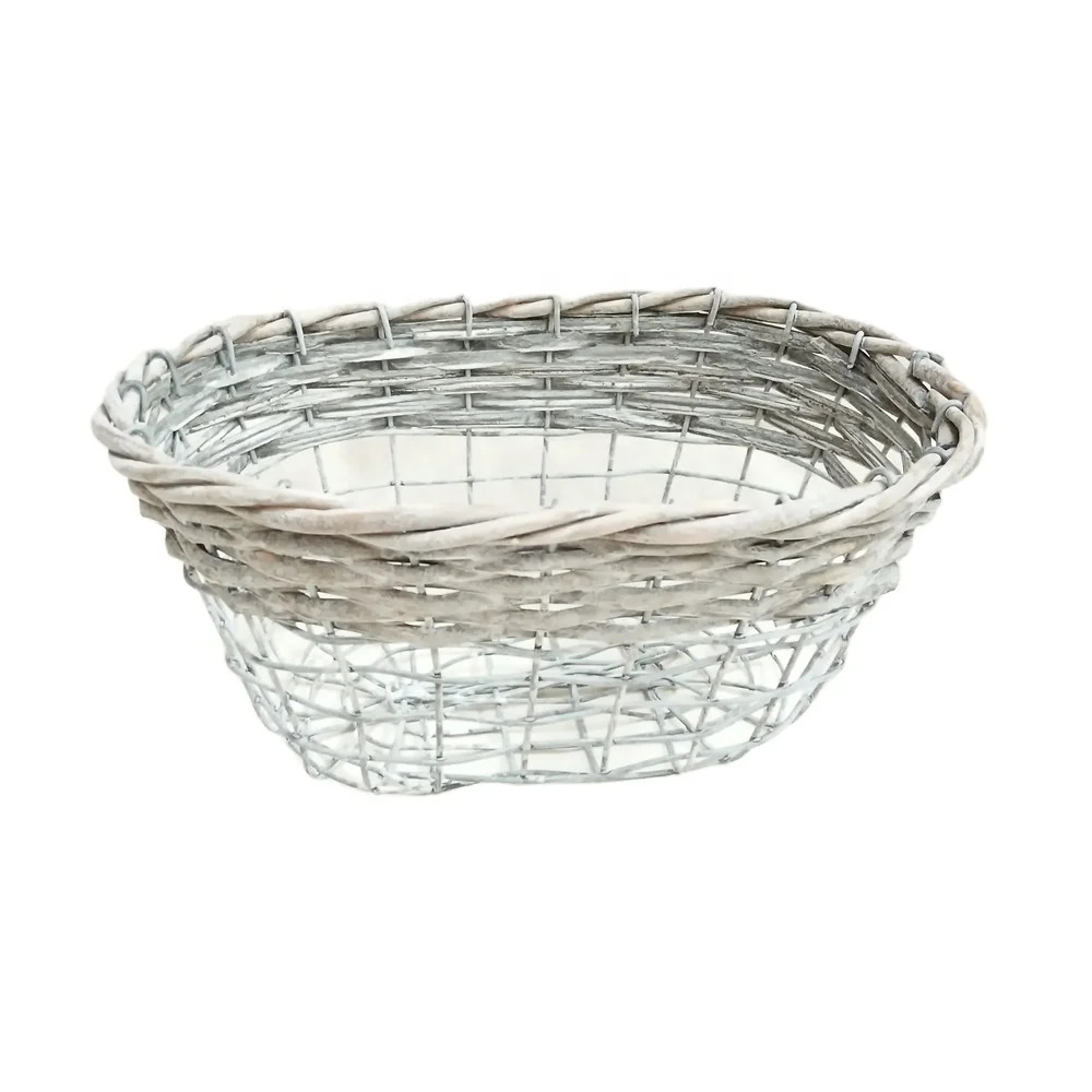 metal  frame hand made wicker plant baskets with pp lining  for garden