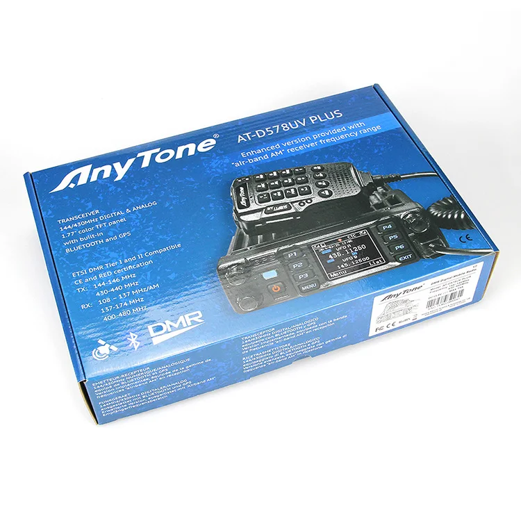 Anytone AT-D578UV Плюс Dual Band радиолюбителей с DTMF микрофон иди и болтай Walkie Talkie “иди ремешки крест-накрест ретранслятор функция