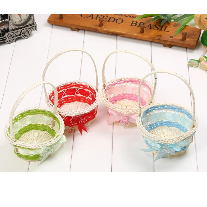 hand woven plastic easter basket pp storage gift basket storage box for storage basket with handles