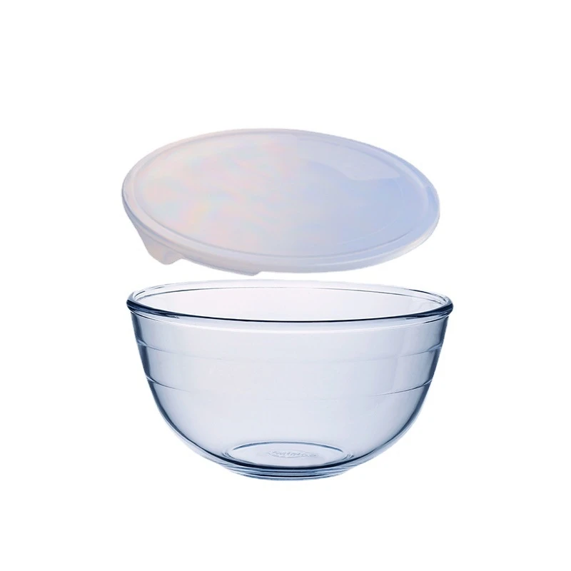 Контейнер для фруктового салата прозрачная большая стеклянная чаша свежего круглая с соответствующей пластиковой крышкой Современная праздничная