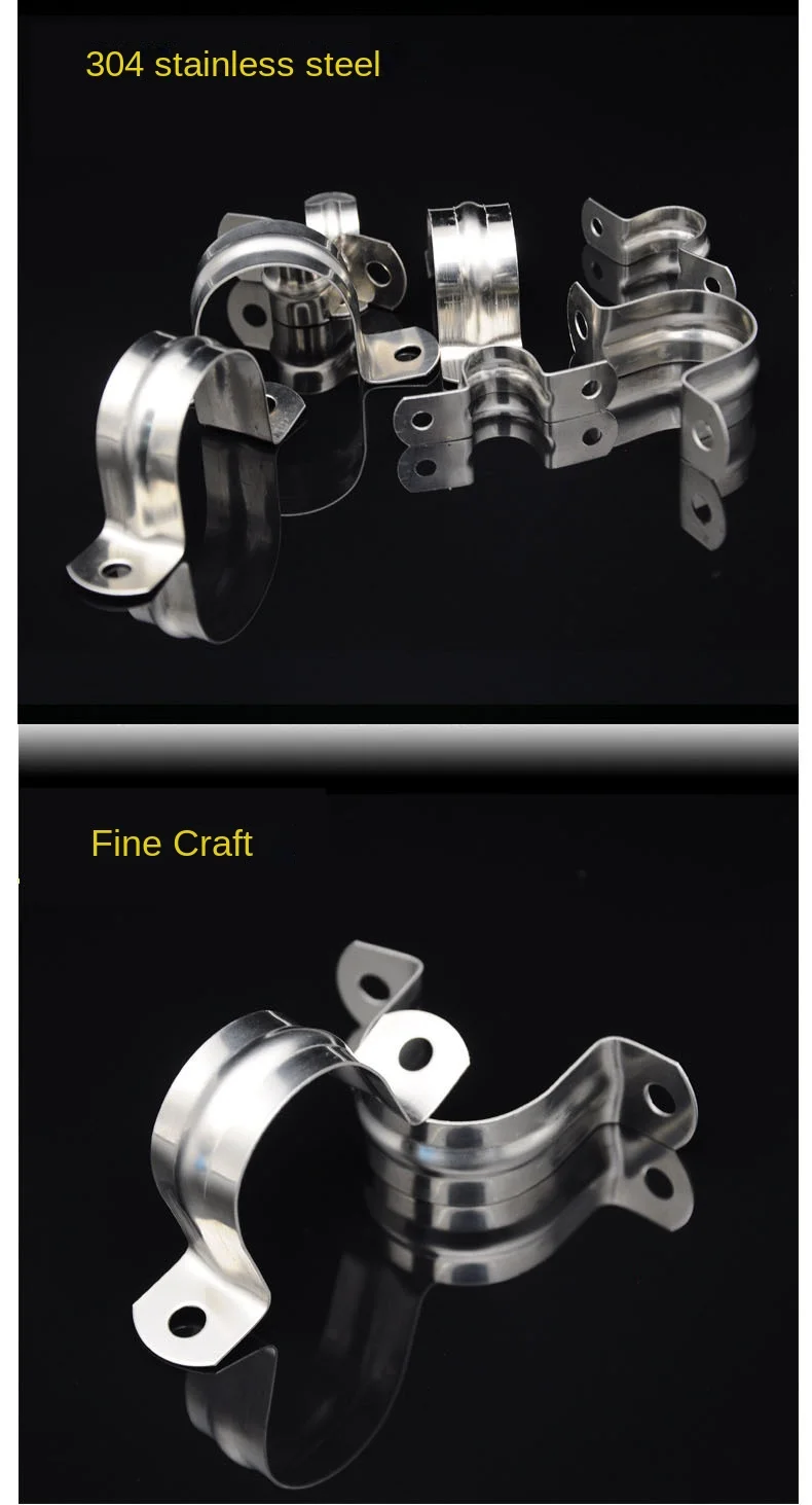 High Quality 304 Stainless Steel Rigid U Shaped Strap Clip Conduit Ring U Type Pipe Saddle Clamps For Fixing Supporting