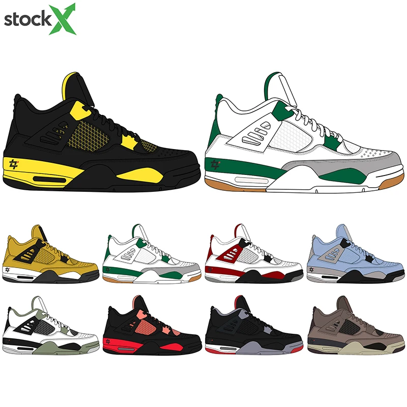 2023 In Stock X Top quality Newest 4 Retro Thunder (2023) SB Pine Green Basketball Shoes Sneakers Retro 4 Shoes