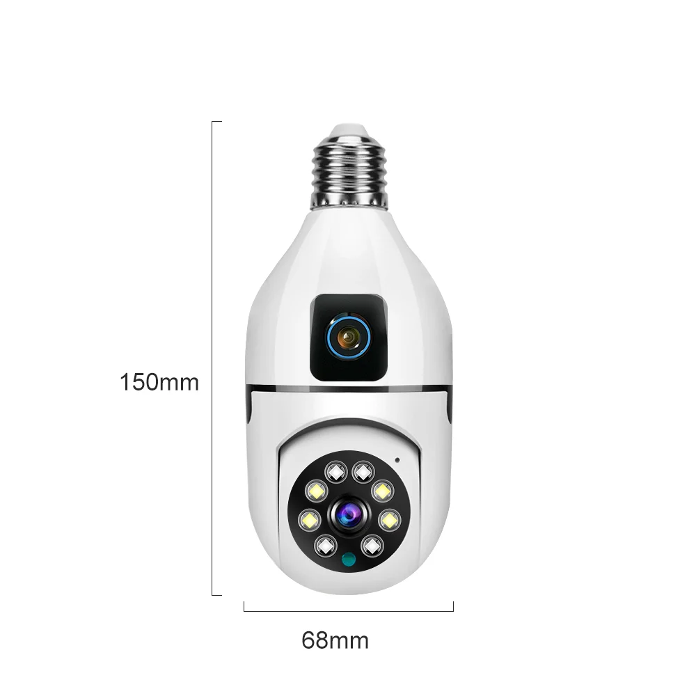 2024 V380 Pro Q6 1080P HD V380pro Dual Lens Dual Screen Camera Home Security IP WiFi Mini CCTV 360 Bulb Camera