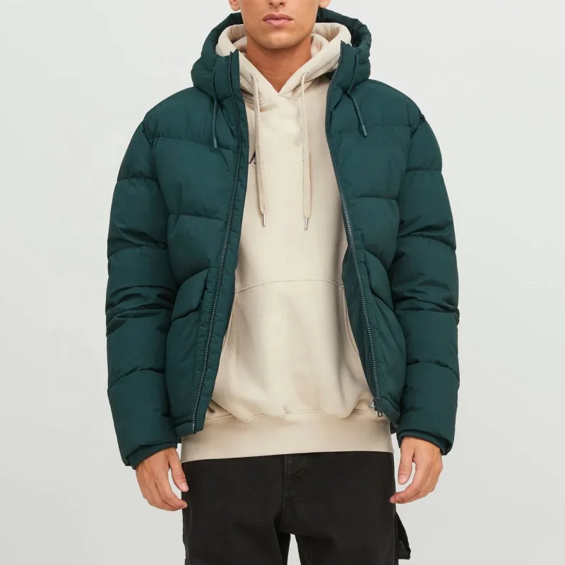 Custom Logo Windbreaker Bubble Jacket Wholesale Padded Winter Down Jackets Mens Zip Up Puffer Jacket