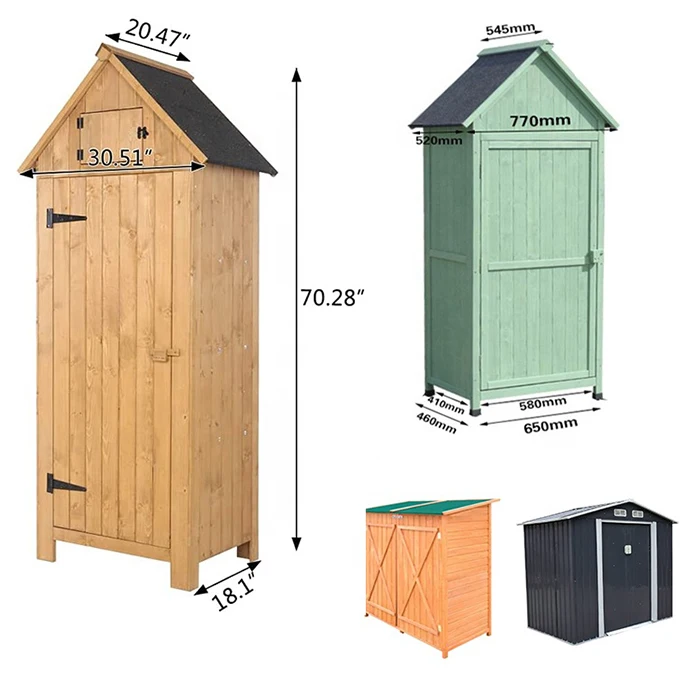 Backyard Wooden Outdoor Garden Shed Storage Sheds Storage Outdoor Garden Wooden Tool Storage Cabinet with Shelves