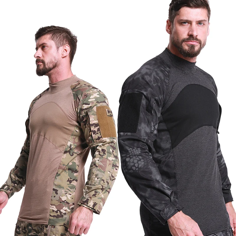 Men Outdoor Uniforms Shirt Stretch Nylon In Multicam Color Long Sleeve Wear Frog Suit Combat Shirt