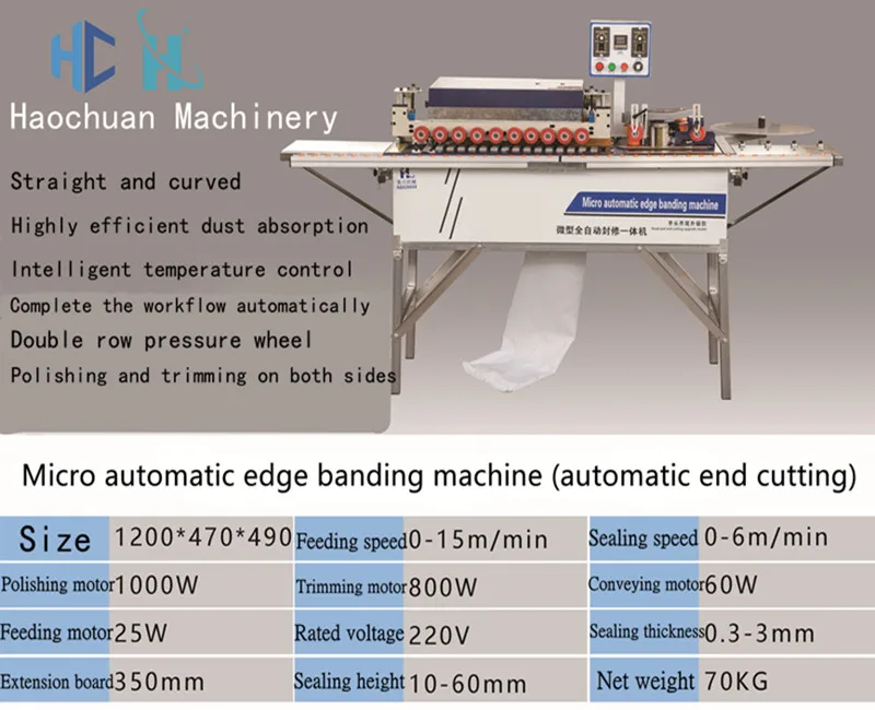 small automatic band automatic edge banding machine Automatic multifunction end cutting wood based panels machinery on sale