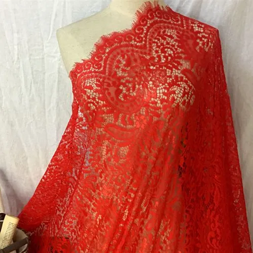 Colorful Eyelash Chantilly Lace Fabric for Wedding Dress 3 meters one pc