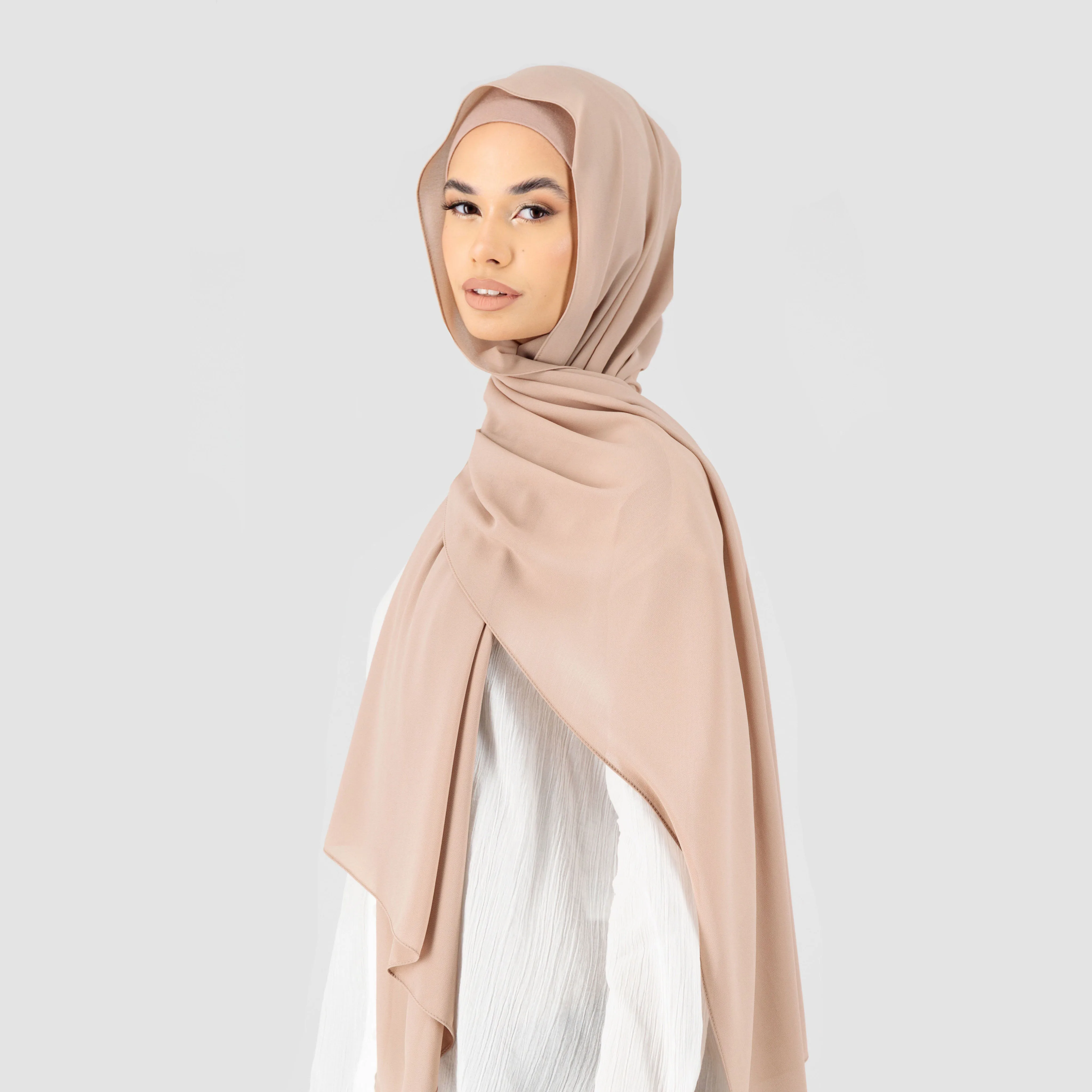 2022 Latest Prefect Matching Chiffon Hijab Set  Chiffon Hijab With Underscarf Matching Color Chiffon Hijab