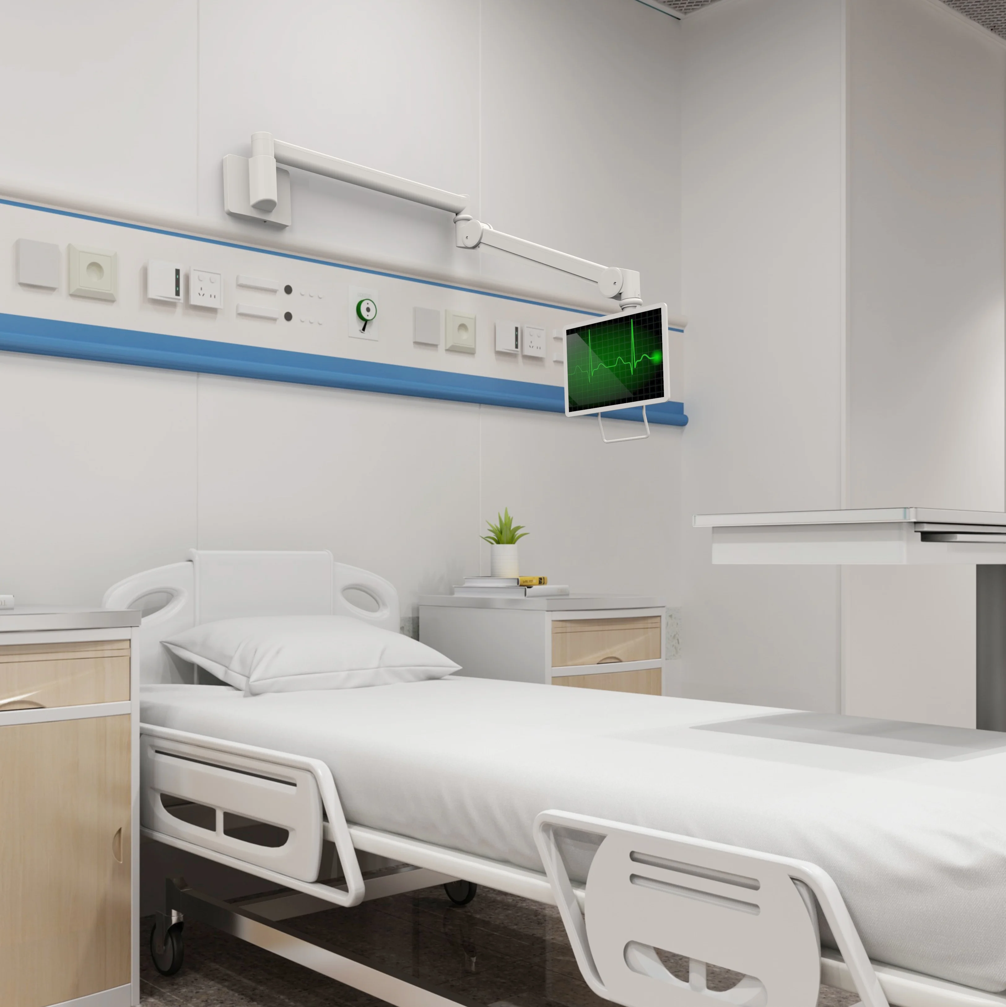 Medical monitor arm Flexible adjust pull downtilt  monitor wall mount in hosptital