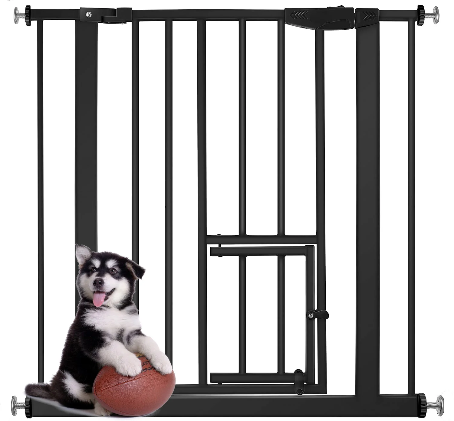 Retractable Wide Baby Pet Dog Safety Gate Fence Puppy Playpen Kids Security Stair Gate For Children With One Window Cat Door
