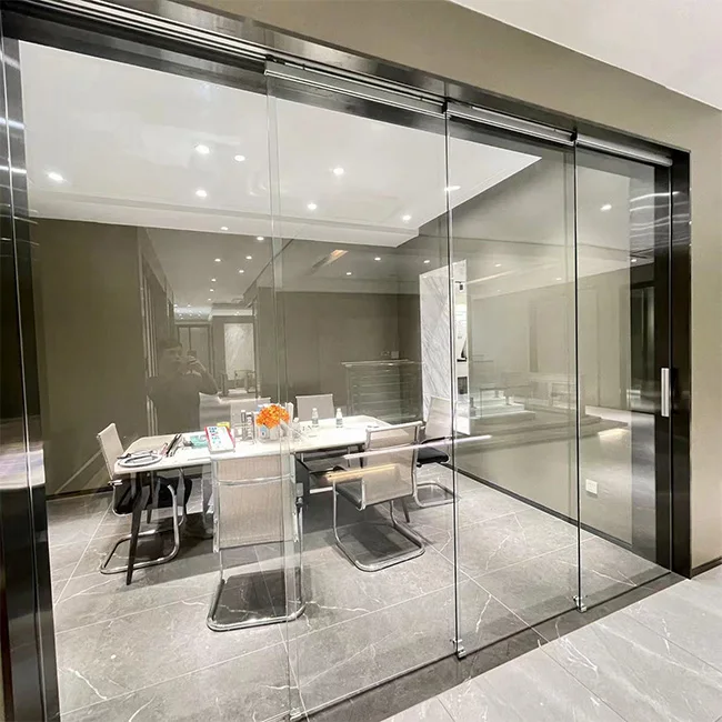 HDSAFE AL86L-H1Z13 Glass Sliding Door Interior Conference Room Meeting Frameless Sliding Glass Doors For Office Modern Villa