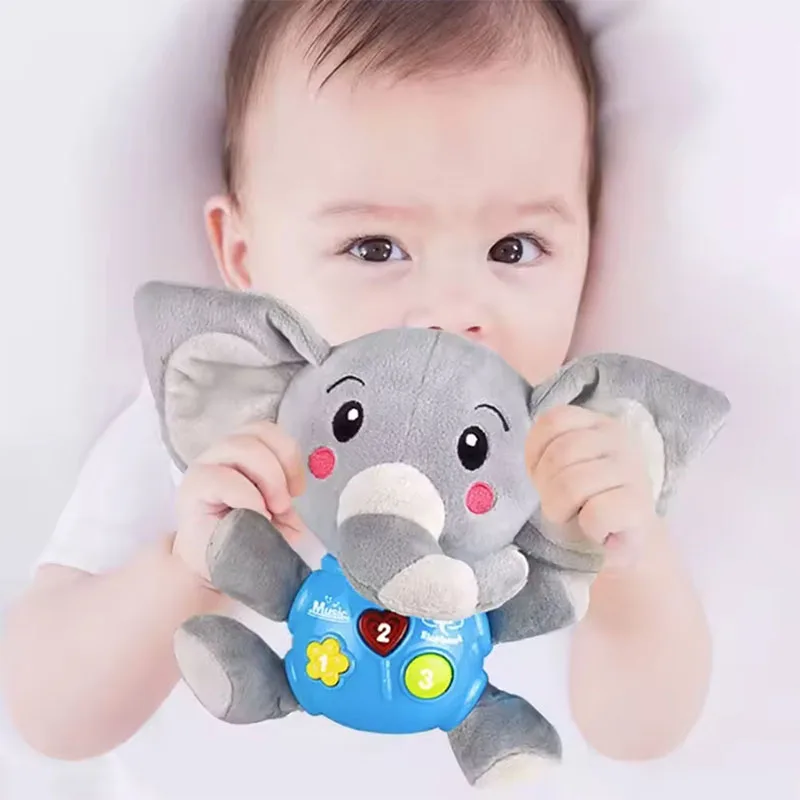 Cute Cartoon Soft Animal Baby Sleeping Electronic Plush Comfort Toys With Music And Light