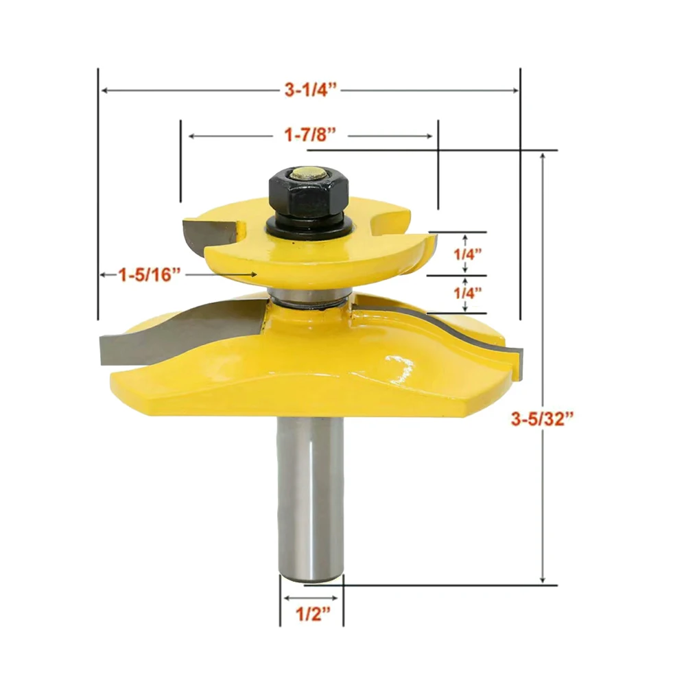Chisel Raised Panel Router Bit W/Backcutter Woodwork Cutter 1/2In Shank
