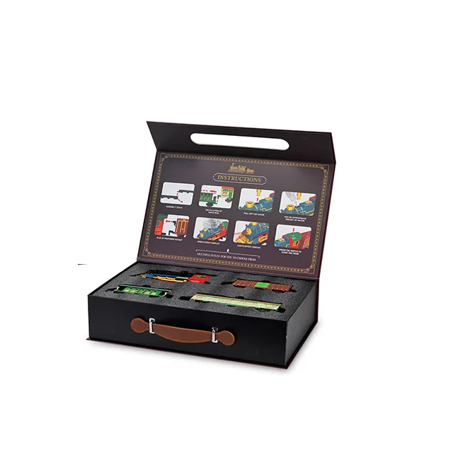 Classic steam electric train toy rail train with music light christmas toys gift box