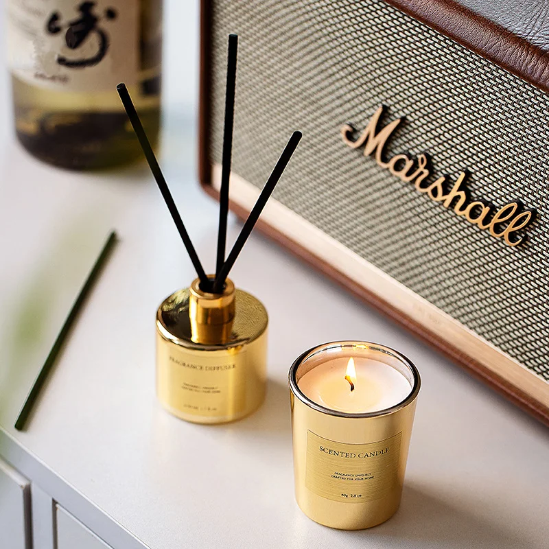 Manufacturers Wholesale Gold Silver Electroplated Fashion Aromatherapy Candles Non-Flame Aromatherapy Set Pure Natural Luxury