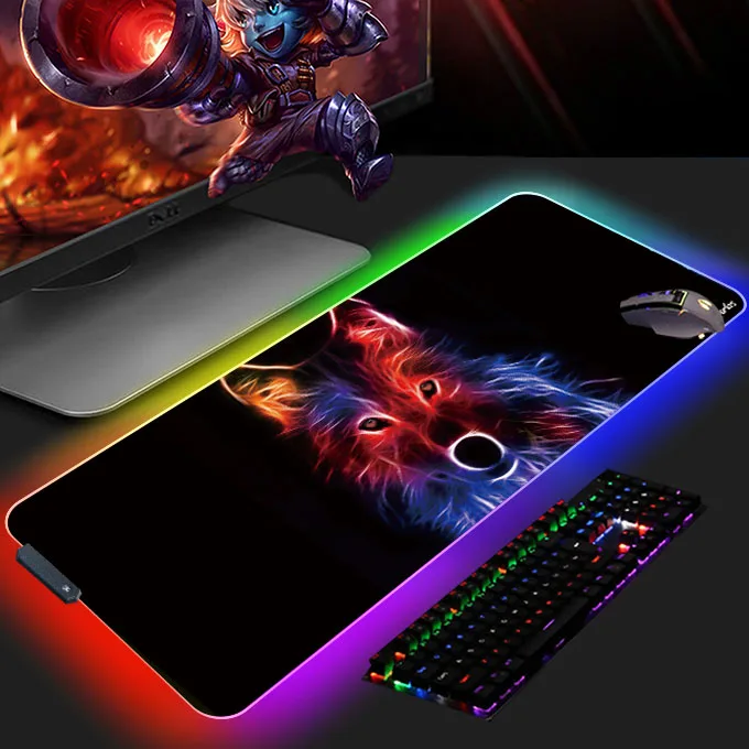 Personalized RGB  light  large 3d anime gaming mouse pad xxl gaming black sublimation mouse pad