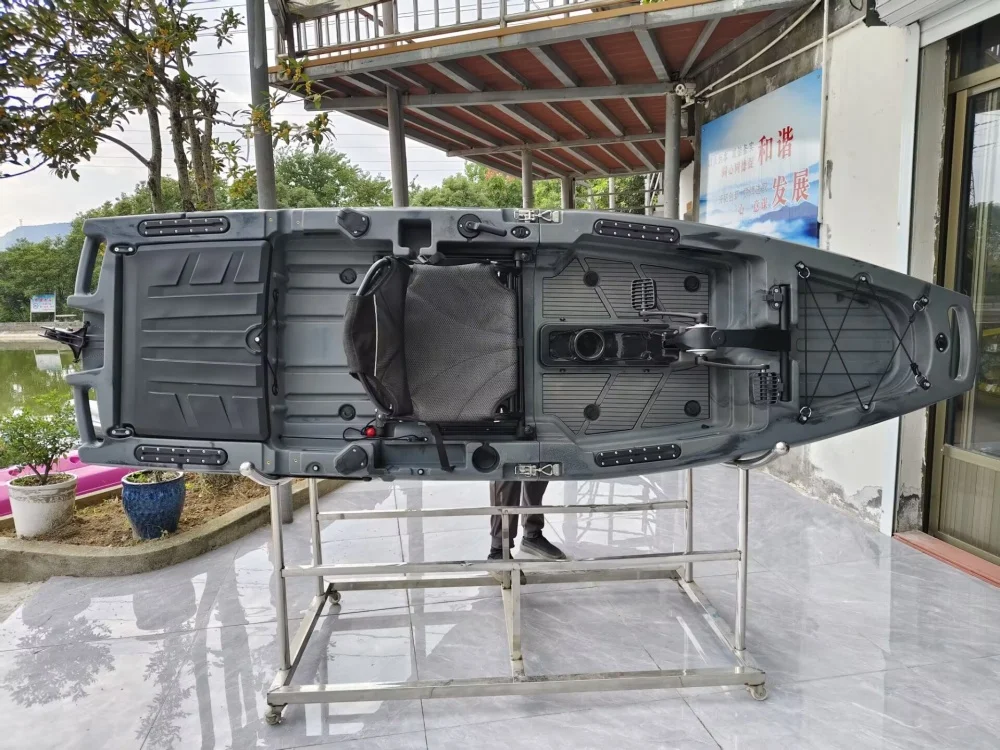 Новый одномодульный каяк LSF HDPE 2 8 м с педальной системой штуки рыболовный алюминиевым стулом