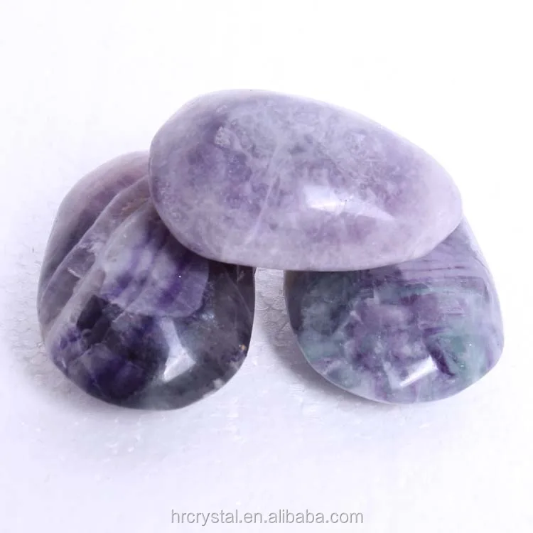 Wholesale Healing Gemstones And Crystals Purple Fluorite Palm Stone Crystal Palm Stones