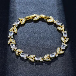 Wholesale Custom CZ Zircon Cubic Zirconia Brass Bracciale Brazalete Bracciali Fashion Jewelry Bracelet for Women Lady