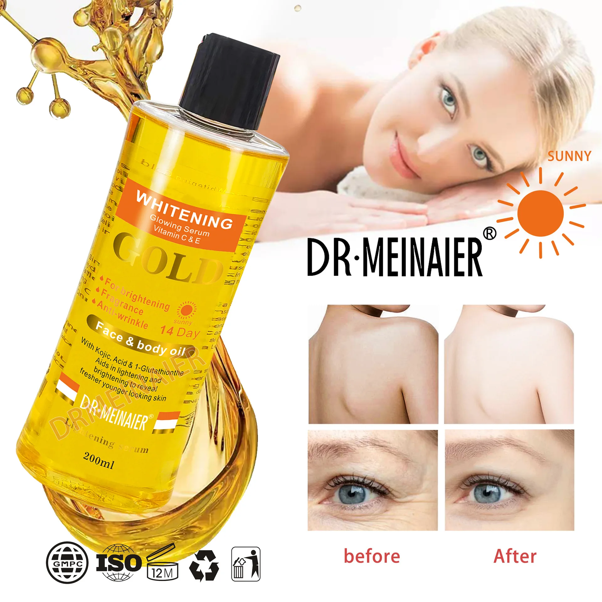 Wholesale 200ml Facial Body Massage Oil Anti Aging Whitening Vitamin C Skin Care Oil