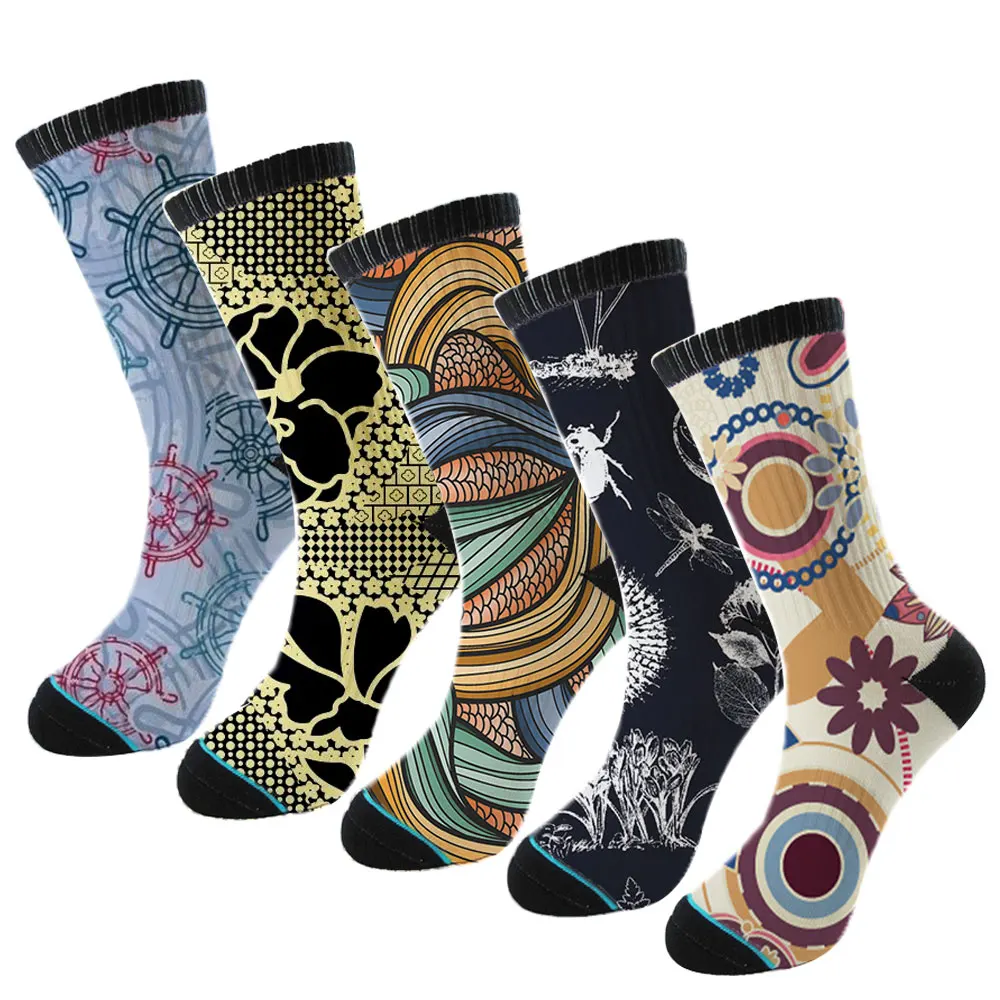 
Customize White Sublimation Blanks Anime socks 3d floral digital printed men custom printed socks 