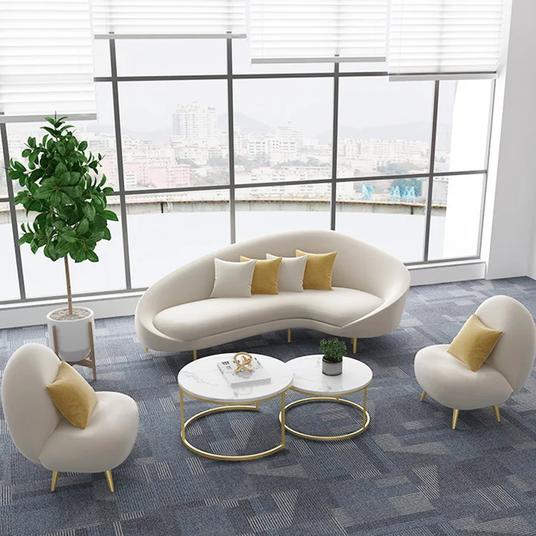 Sophisticated Technology Furniture Sofa Salon Office Reception Sofa Arc Shape Cloth Art Sofa