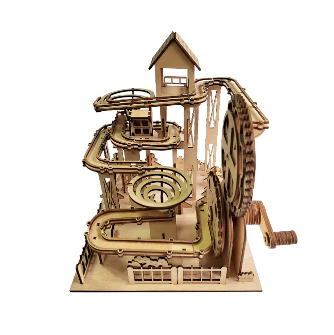 custom Kid Gifts Diy Kit Gear Drive Jungle Mechanical Orbital Ball  Laser Cut 3d Wooden Puzzle Toy