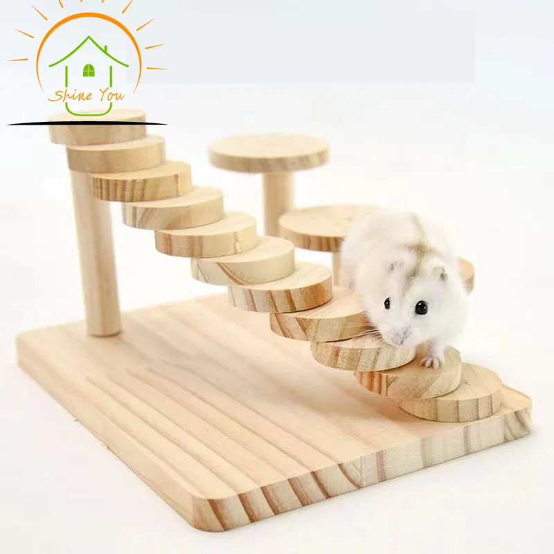 Customization Large Wood Cage Pet House Hideout For Hamster Squirrel Wooden Guinea Pig Castle With Ladder