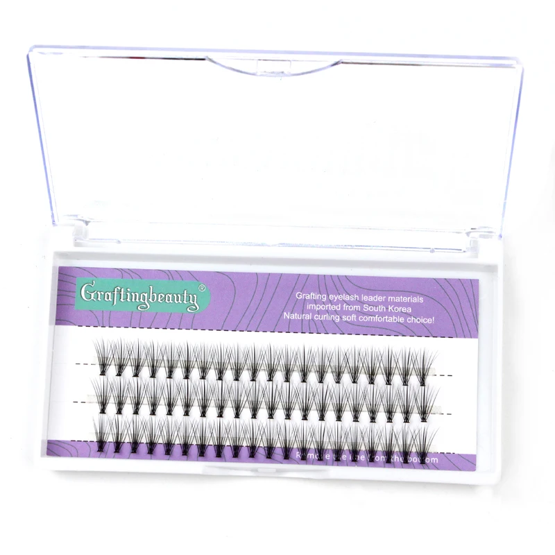 Natural Custom Package 100% Human Hair Silk 10d 20d  Mink  Fan Cluster Eyelashes