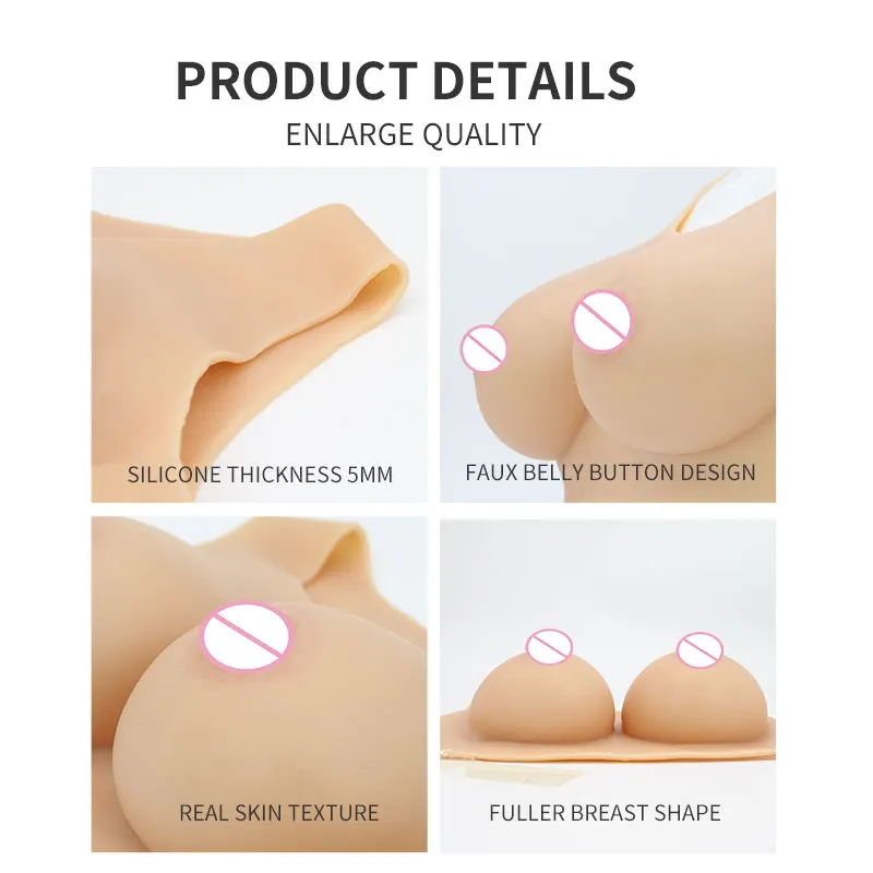 ONEFENG TC1 Drag Queen Boobs Short Round Neck Highly Realistic Silicone or Cotton Filling One-piece  for Crossdresser B-I Cup