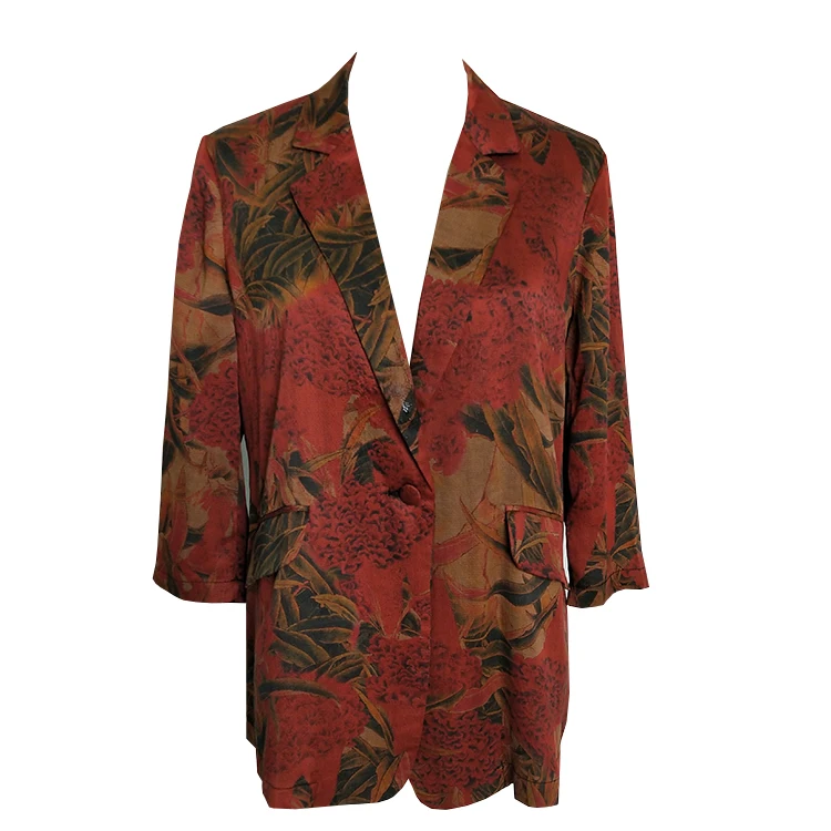 
2021 Fashion Causal Long Sleeve Lady Business Formal Blazer Silk Suit Set 