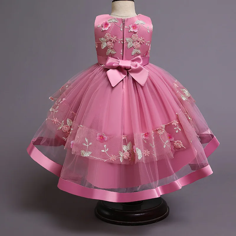 Hot Selling Embroidered Flowers pretty princess dresses Summer Sleeveless girls dresses for partygirls dresses 2-12