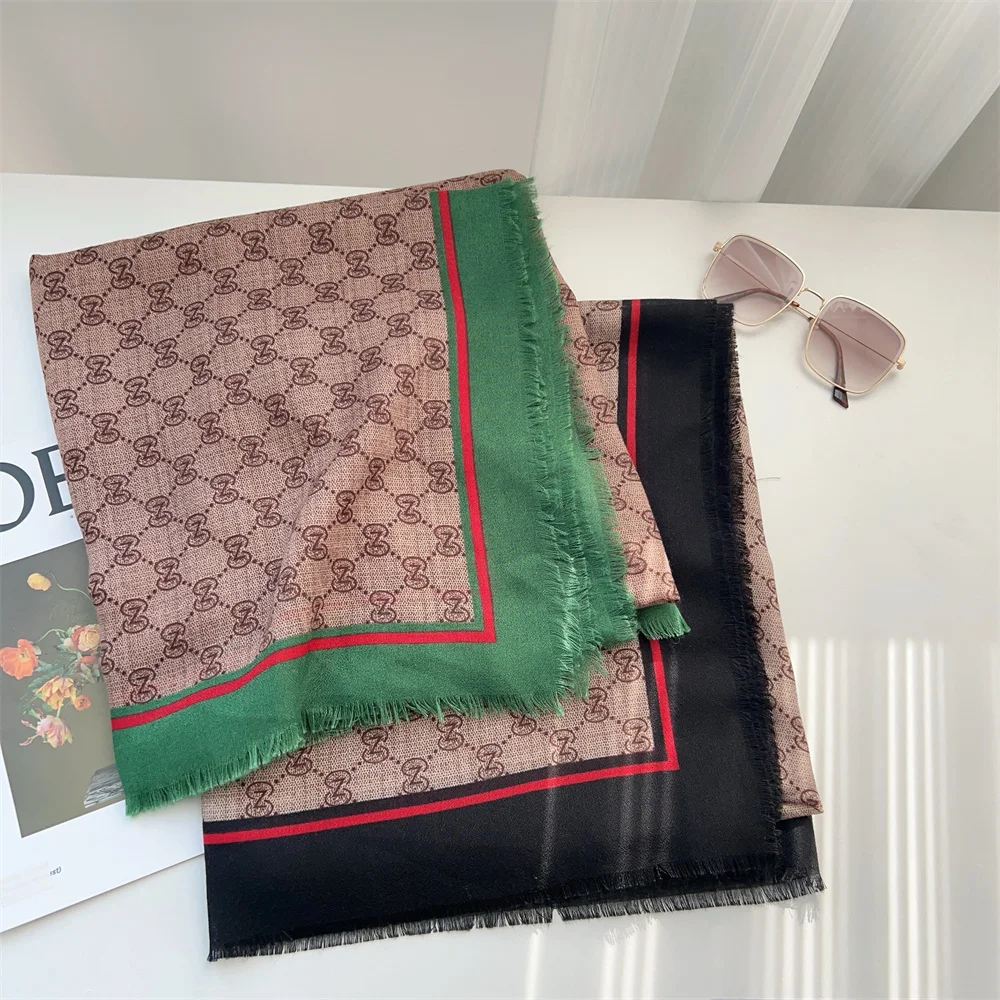 Wholesale  Cotton Scarf New Designer Printed 130x130 Wide Viscose Women Scarf Cotton Hijab Scarves