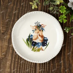 Caroline Design Rabbit and Floral Series Ceramic Dinnerware for Easter
