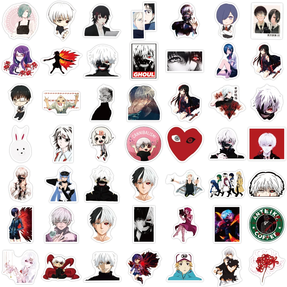 50 pieces/bag of cartoon animation vinylTokyo Ghoul sticker Trunk skateboard water bottle custom LOGO waterproof sticker
