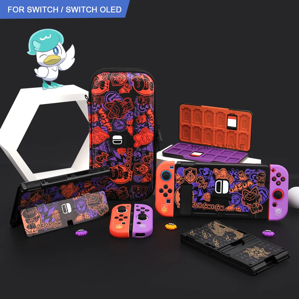 Painted Hard Protective Shell Case Game Card Box Host Bracket Portable Storage Bag For Nintendo Switch/Oled  Console Accessories