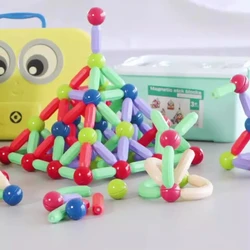 DIY 3d Kids Creative Educational Toy Assembly Building Game Magnet Stick Toys Magnet Rods Magnetic Building Blocks