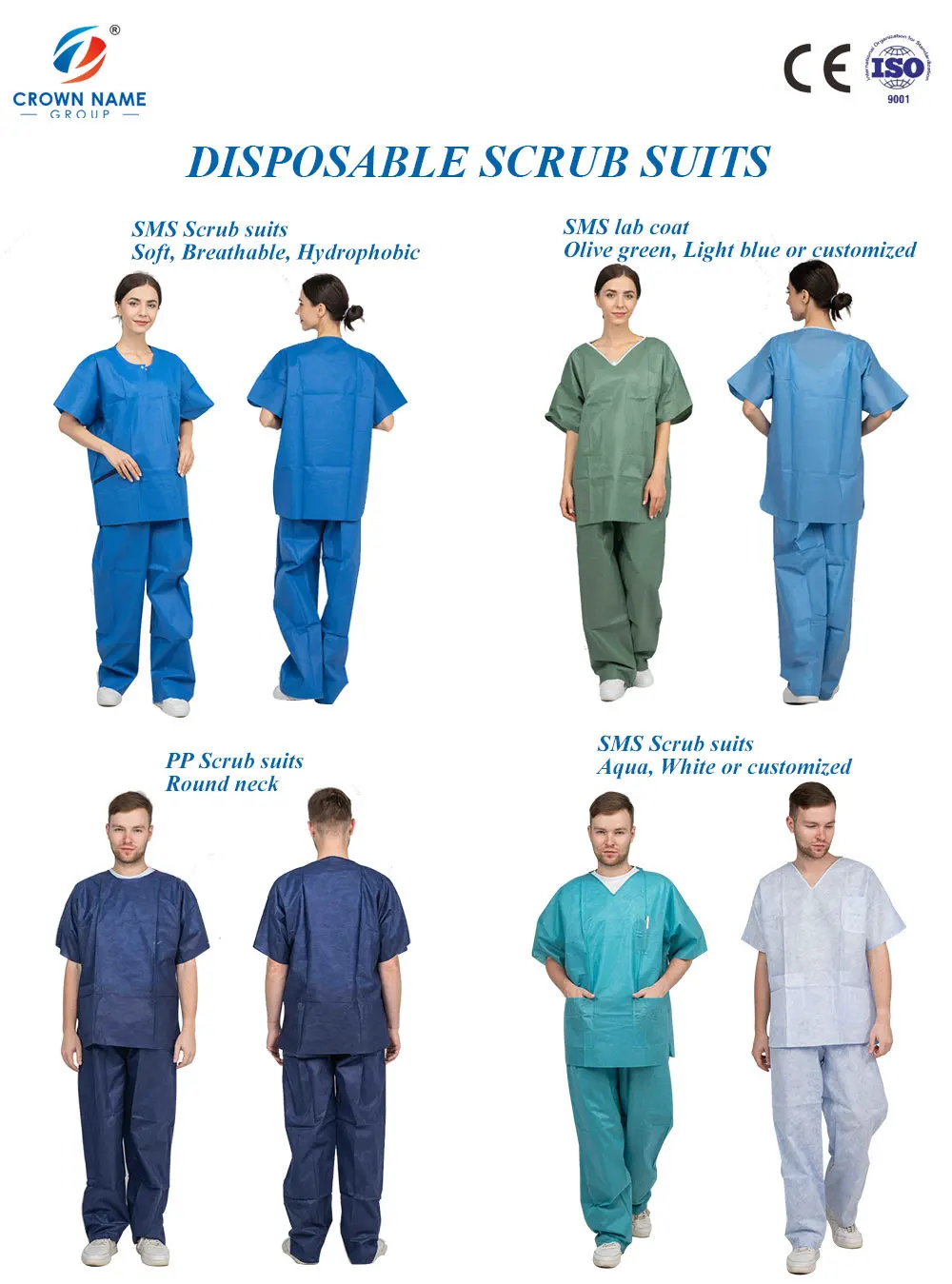 Cheap price non woven disposable clean room scrub suit