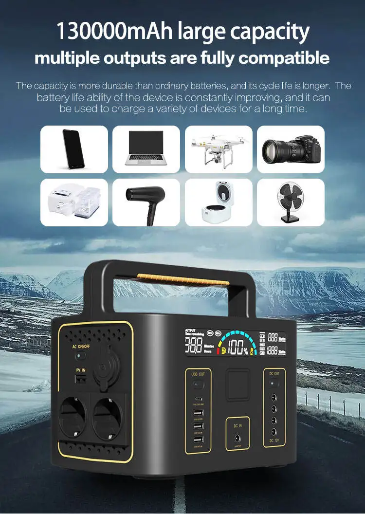 2000w 2kva portable battery pack 500 watt 1000w 2000wh mobile power bank  portable power supply station