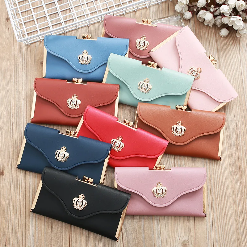 New Korean Women Wallet Long Fashion Clutch Bag Diamond Buckle Wallet