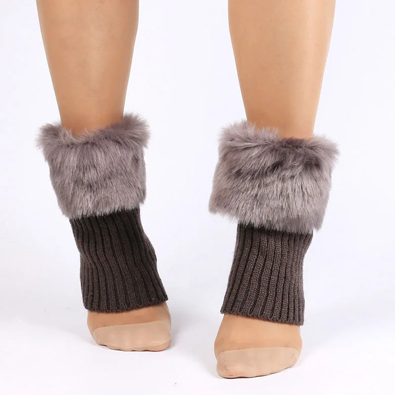 New Design Knitted Faux Fur Leg Warmer Elastic Cosplay Party Girl Lolita Fur Slouch Leg Sleeve Warmers