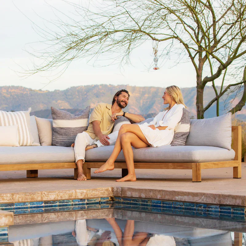 garden solid wood furniture outdoor rattan sofa set patio luxury sectional sofa set balcony lounge chair