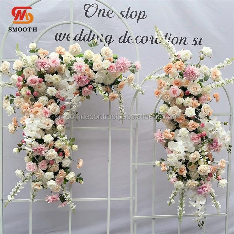 SMOOTH Hot Sale Wedding Backdrop Hanging Flowers Wedding Decoration Rose Orchid Delbine Flower Panel