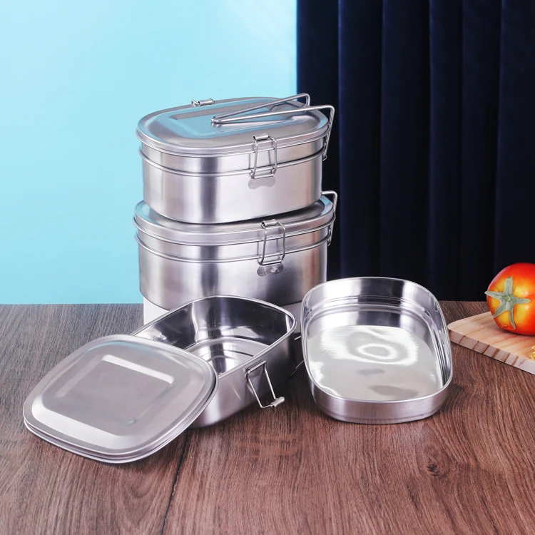 Leakproof metal food packing containers tiffin lunch box stainless steel food containers canteen lunch box