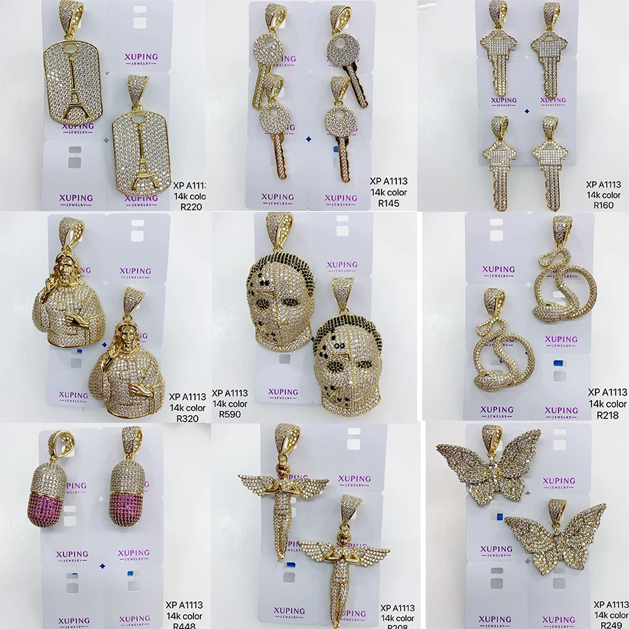 10067 xuping jewelry Various animal insect heart cross letter pendants necklace wholesale fashion zircon gold iced out pendant