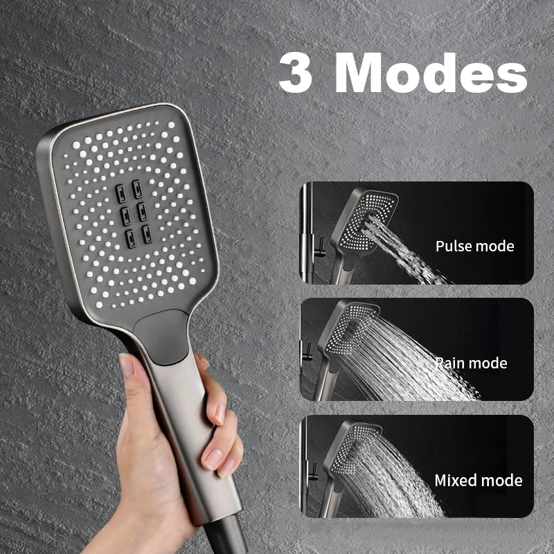 Bathroom Full Set Black White Gray Bathtub Shower System Rain Pressurized Digital LED Shower Sets Hot Cold Shower Faucet