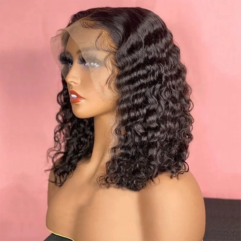 Clj Wholesale Cheveux Transparent Cuticle Aligned Brazilian 13X4 Deep Wave Wigs Human Hair Lace Front Virgin For Black Women