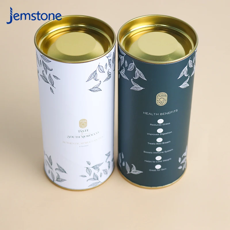 ECO-friendly Cylinder Cardboard Powder Container Tea Coffee Bean Oats Kraft Paper Tube For Food Grade Paper Packaging
